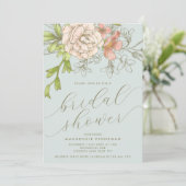 Vintages blaues botanisches Brautparty Einladung (Stehend Vorderseite)