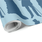 Vintages blaues Bräutigam Geschenkpapier (Rolleneckpunkt)