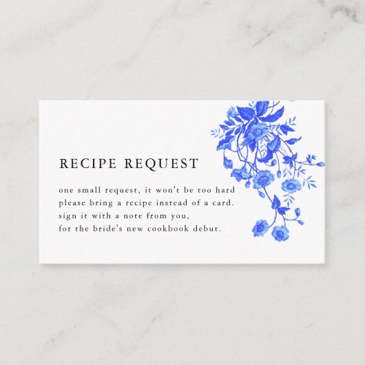 Vintages blaues Brautparty Blumenzwiebeln Rezept Begleitkarte (Vorderseite)