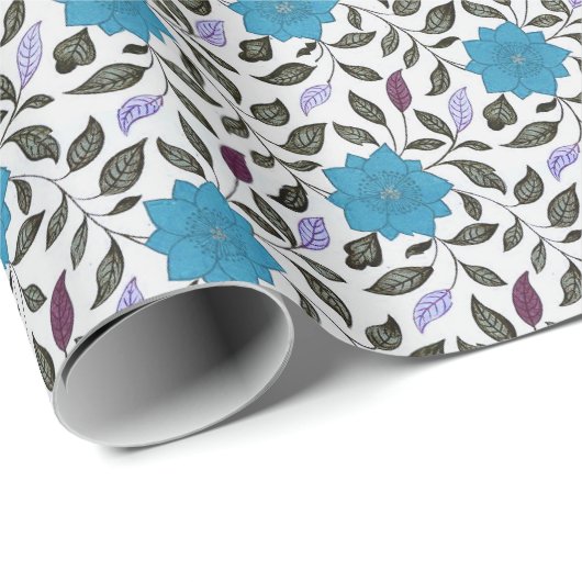 Vintages blaues China-Muster Geschenkpapier (Rolleneckpunkt)