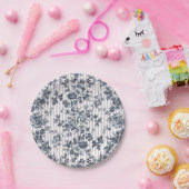 Vintages blaues Chintz- und Pinstrichmuster Pappteller (Party)