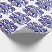 Vintages blaues Delftware Holland Muster Delfts Geschenkpapier (Ecke)