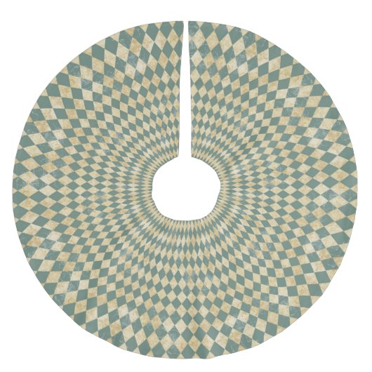 Vintages blaues Diamantmuster Polyester Weihnachtsbaumdecke (Vorderseite)