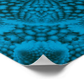 Vintages blaues Fraktal Kaleidoskop Poster (Ecke)