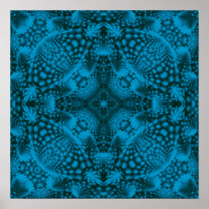 Vintages blaues Fraktal Kaleidoskop Poster
