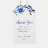 Vintages Blaues Französisches Chinoiserie Geschenkanhänger (Rückseite)