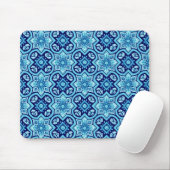 Vintages blaues geometrisches Muster Mousepad (Mit Mouse)