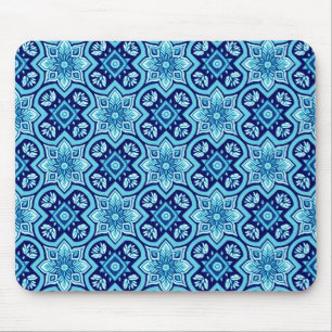 Vintages blaues geometrisches Muster Mousepad