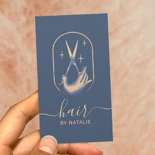 Vintages blaues Gold-Gold-Logo für Hair Stylist-S Visitenkarte