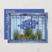 Vintages Blaues Holz, Fisch, rosa Korallen Postkarte (Vorne/Hinten)