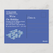 Vintages Blaues Holz, Fisch, rosa Korallen Postkarte (Rückseite)