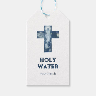 Vintages blaues Jesus kreuzen Christentum Heiliges Geschenkanhänger