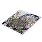 Vintages Blaues Kaninchen Tierart Dedham Look Fliese (Seite)