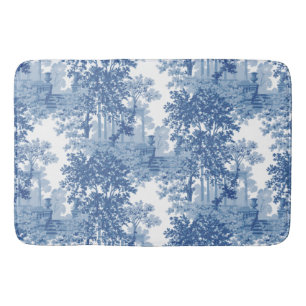 Vintages blaues Landschaftstoil mit Urnen und Spal Badematte