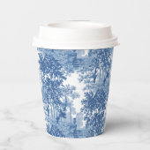 Vintages blaues Landschaftstoil mit Urnen und Spal Pappbecher (Rückseite)