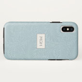 Vintages blaues Larkspur-Blume-Muster Monogramm Case-Mate iPhone Hülle (Rückseite (Horizontal))