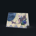 Vintages blaues Lila Zodiakarzinom Geburtstag Karte<br><div class="desc">Vintage Collage mit Eule und Motte zusammen mit der Krebszodiakonstellation.</div>