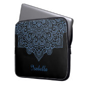 Vintages, blaues Metall Lace Mandala white Laptopschutzhülle (Vorderseite Links)