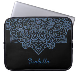 Vintages, blaues Metall Lace Mandala white Laptopschutzhülle