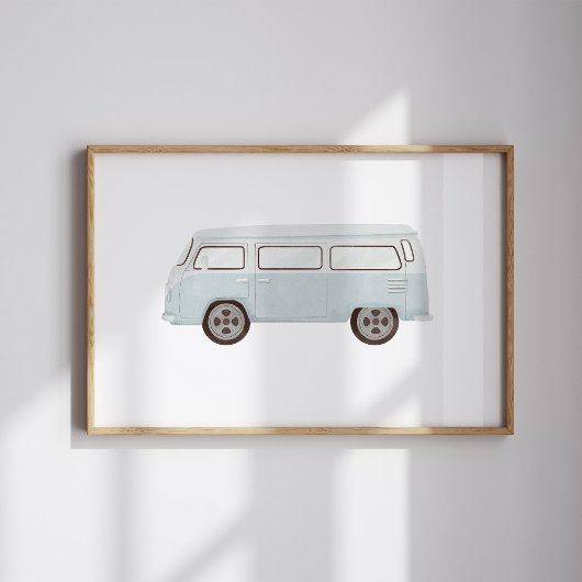Vintages blaues Minivan-Poster Poster