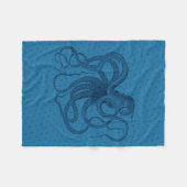 Vintages Blaues Oktopus- und Dotter-Muster Fleecedecke (Vorderseite (Horizontal))