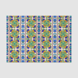 Vintages blaues Orange Grafikmuster Seidenpapier