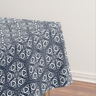 Vintages blaues osmanisches türkisches Tracery Gra Tischdecke