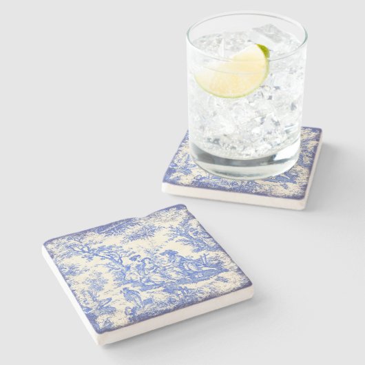 Vintages blaues Paar Steinuntersetzer (Seitenansicht)