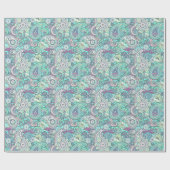 Vintages blaues Paisley Wrapping Paper Geschenkpapier (Flach)