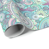 Vintages blaues Paisley Wrapping Paper Geschenkpapier (Rolleneckpunkt)