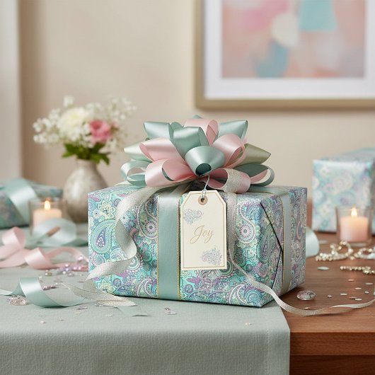 Vintages blaues Paisley Wrapping Paper Geschenkpapier