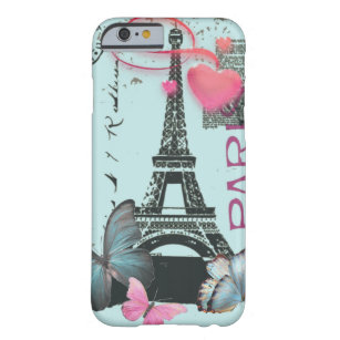 Vintages blaues Paris EffielTower Butterfly iPhone Barely There iPhone 6 Hülle