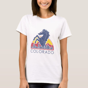 Vintages blaues Pferdecolorado-Logo T-Shirt