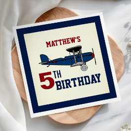 Vintages blaues Retro-Flugblatt Geburtstagsfeier Serviette