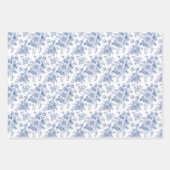 Vintages blaues Rose Blumenmuster Geschenkpapier Set (Vorderseite)
