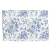 Vintages blaues Rose Blumenmuster Kissenbezug (Rückseite-Rechts)