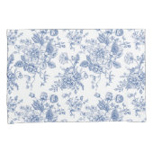 Vintages blaues Rose Blumenmuster Kissenbezug (Vorderseite-Rechts)