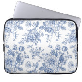 Vintages blaues Rose Blumenmuster Laptopschutzhülle (Vorderseite)