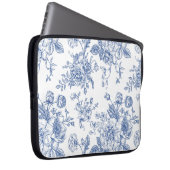 Vintages blaues Rose Blumenmuster Laptopschutzhülle (Vorne Rechts)