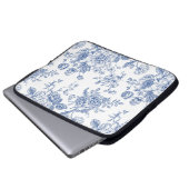 Vintages blaues Rose Blumenmuster Laptopschutzhülle (Vorne Knopf)