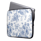Vintages blaues Rose Blumenmuster Laptopschutzhülle (Vorderseite Links)