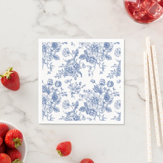 Vintages blaues Rose Blumenmuster Serviette (Beispiel)