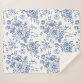 Vintages blaues Rose Blumenmuster Sherpadecke (Vorderseite (Horizontal))