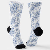 Vintages blaues Rose Blumenmuster Socken (Gewinkelt)