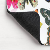 Vintages blaues Rot-Gelb-bunte Schmetterlinge Mousepad (Ecke)
