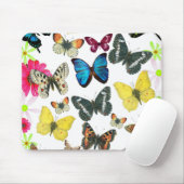 Vintages blaues Rot-Gelb-bunte Schmetterlinge Mousepad (Mit Mouse)