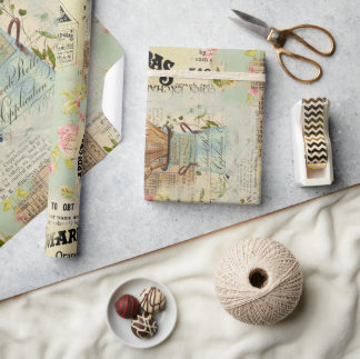 Vintages blaues Schleifpapier Geschenkpapier