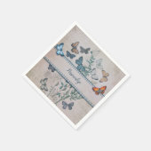 Vintages blaues Schmetterlingsmuster Personalisier Serviette (Ecke)
