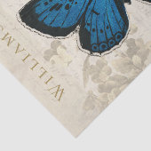 Vintages blaues Schmetterlingspapier Seidenpapier (Ausschnitt)