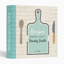 Vintages blaues Schneidbrett Rezept 3 Ringbinder